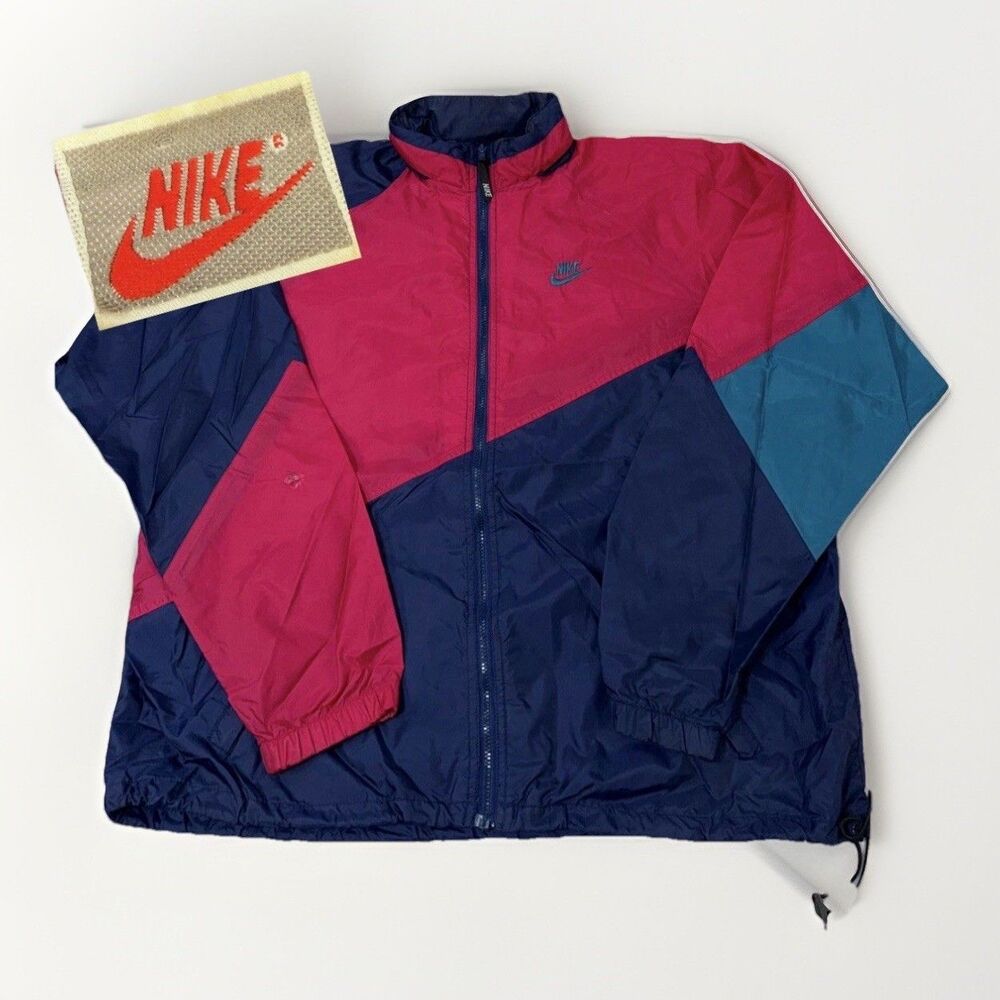 Vintage 80s 90s Nike Colorblock Windbreaker Jacket Navy 90s Men’s Size M/L